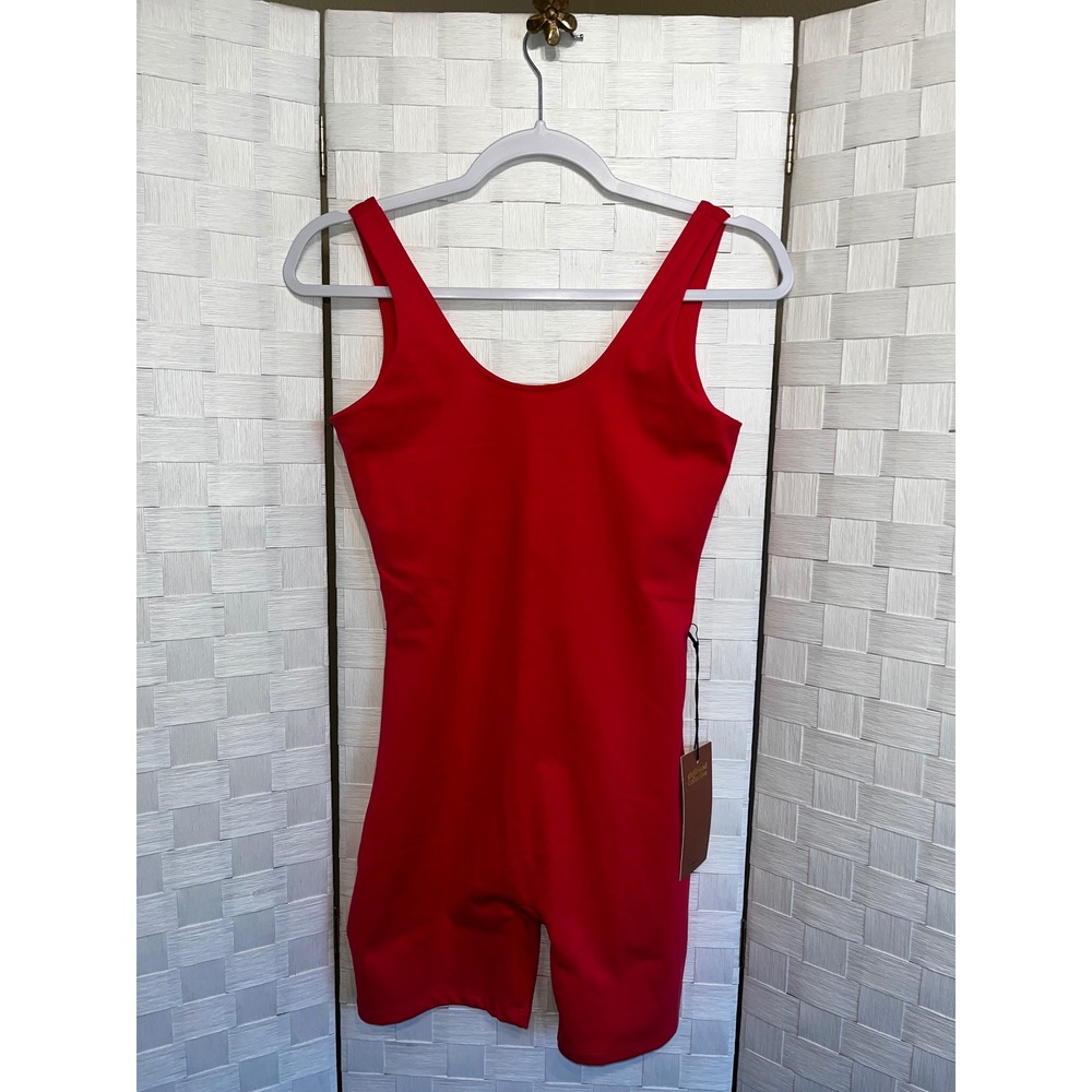 Girlfriend Collective Red Bike Unitard Size Medium Activewear Romper